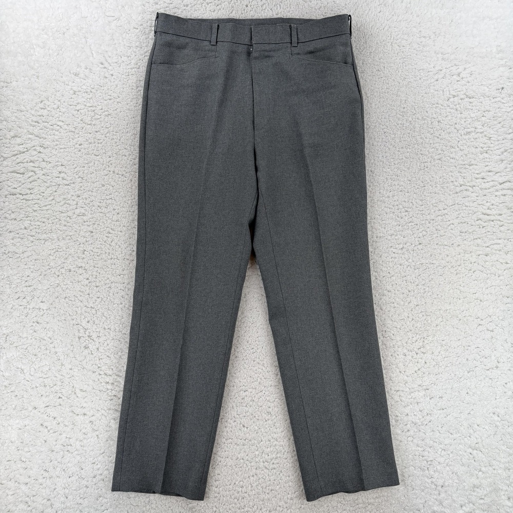 Vintage Levis Action Slacks Pants Mens 34x29 Gray Flat Front Dress Office Wear